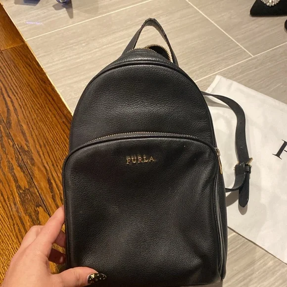 Furla | Bags | Furla Black Leather Mini Backpack | Poshmark display picture 1